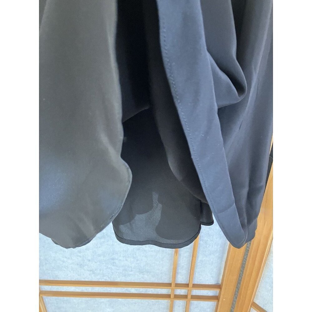 Amanda Uprichard Black Silk Mini Cocktail Dress Short Sleeve Ruffle Front, Small - Picture 6 of 10